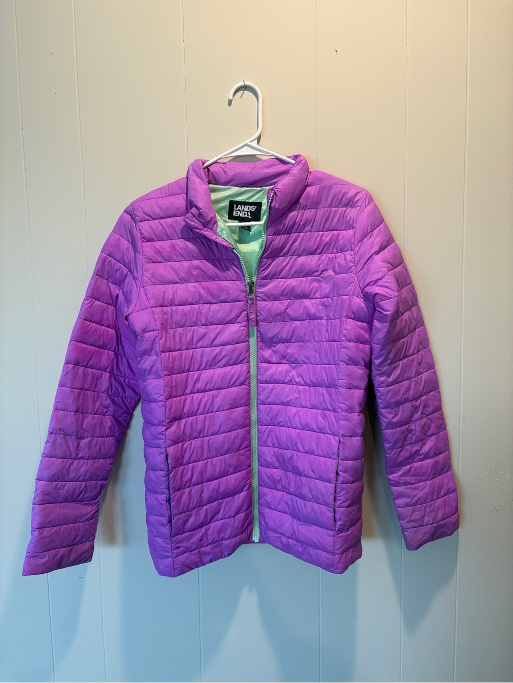 Lands' End Girls' Purple Packable Puffer Quilted Jacket